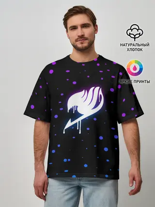 Мужская футболка оверсайз / ночной Фейри Тейл
