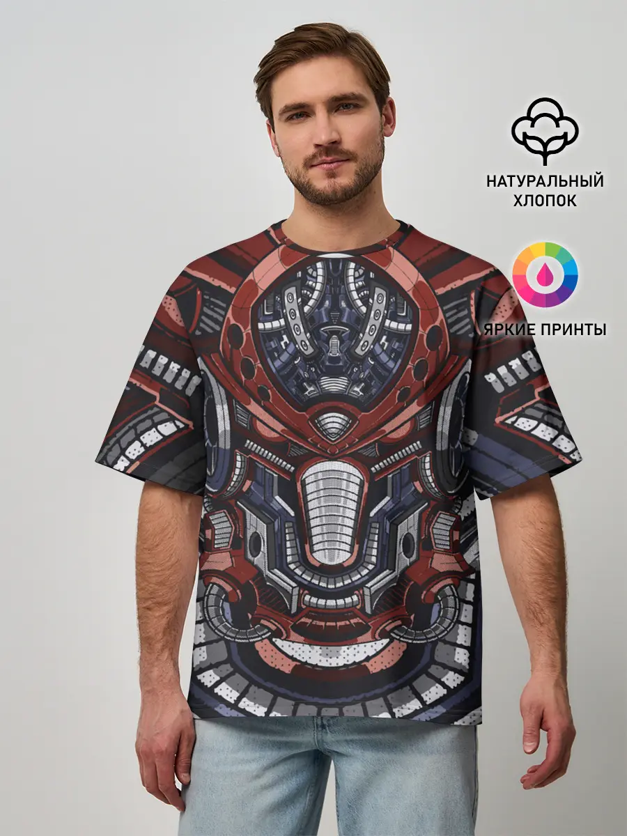 Мужская футболка оверсайз / Механический робот