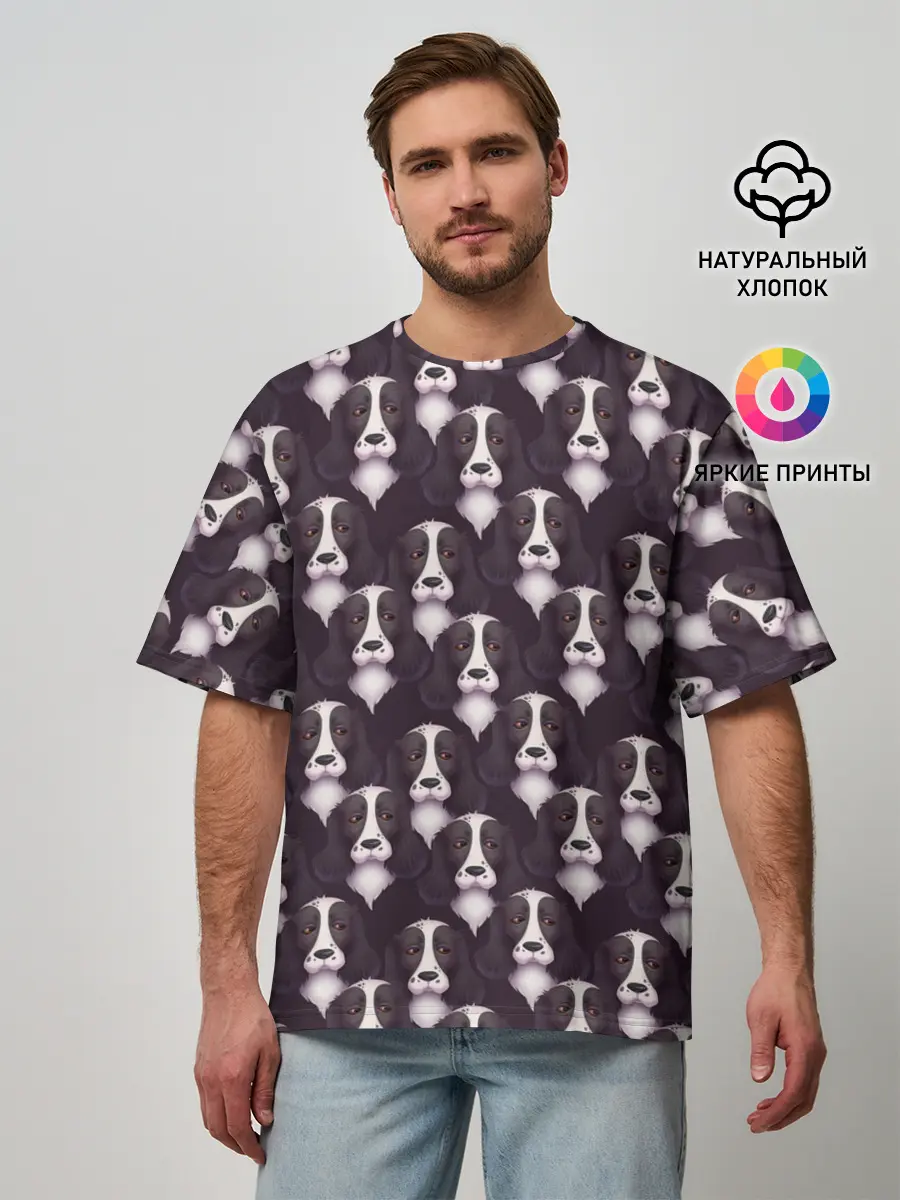 Мужская футболка оверсайз / Спаниель