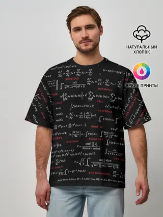 Мужская футболка оверсайз / Математические формулы