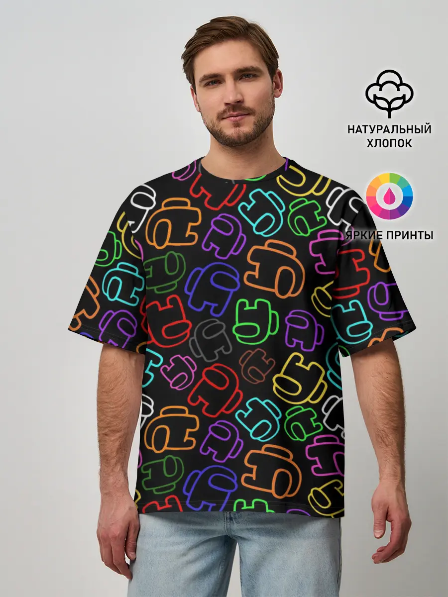 Мужская футболка оверсайз / AMONG US NEON