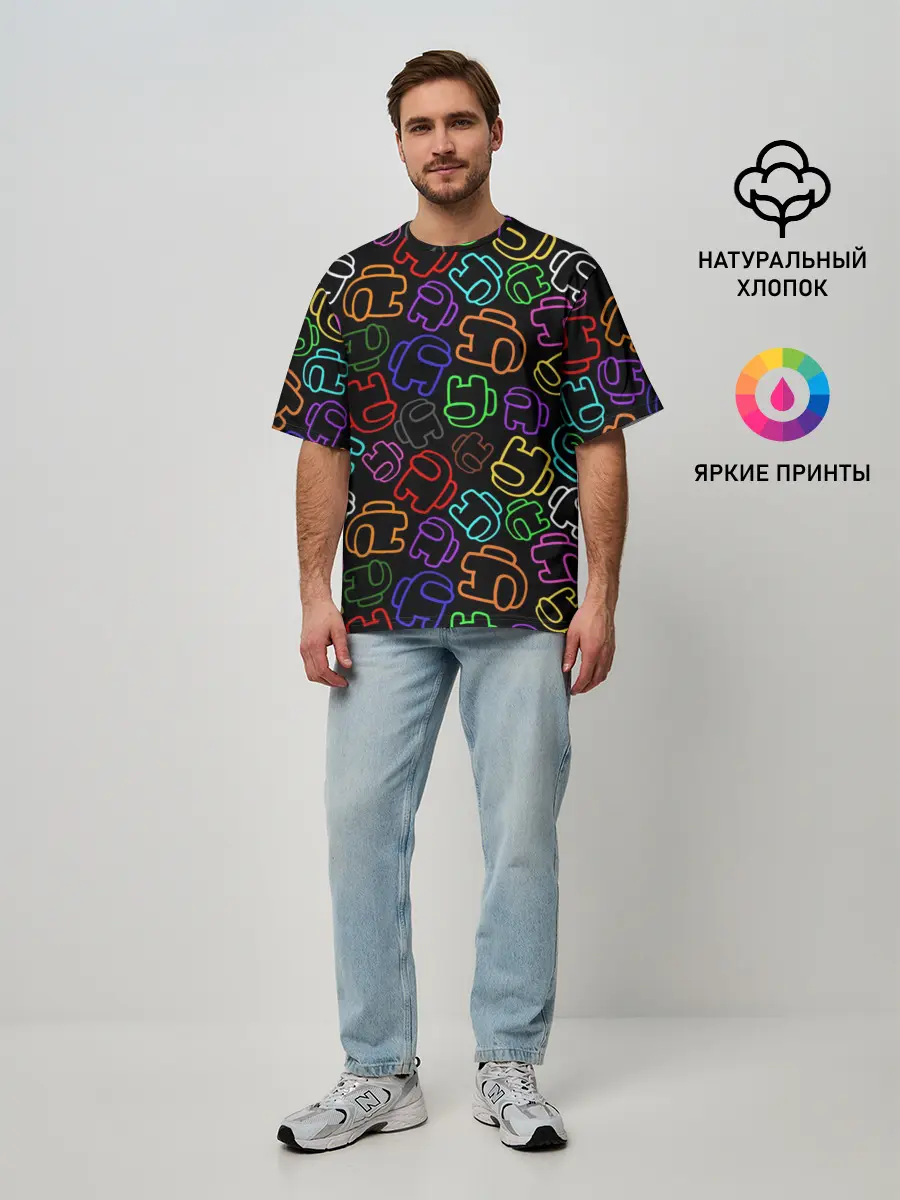 Мужская футболка оверсайз / AMONG US NEON