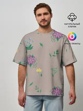 Мужская футболка оверсайз / Цветочная эстетика