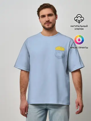 Мужская футболка оверсайз / Фри в кармане