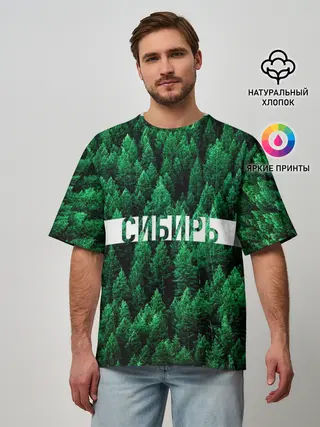 Мужская футболка оверсайз / Сибирь