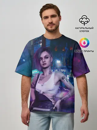 Мужская футболка оверсайз / Cyberpunk 2077