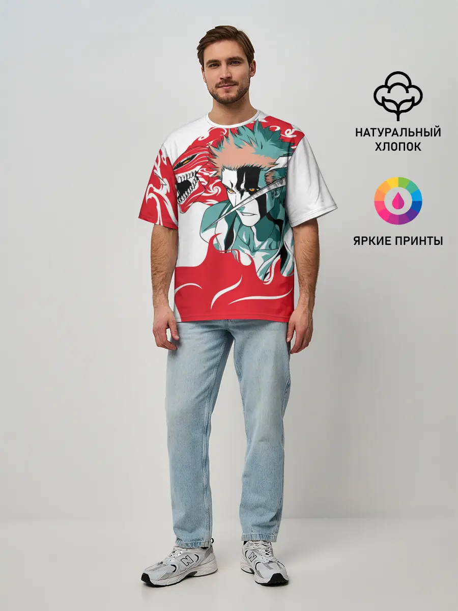 Мужская футболка оверсайз / ИЧИГО ДЕМОН | BLEACH | БЛИЧ