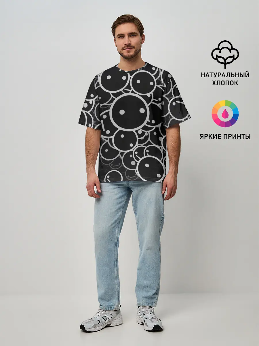 Мужская футболка оверсайз / Smile Texture