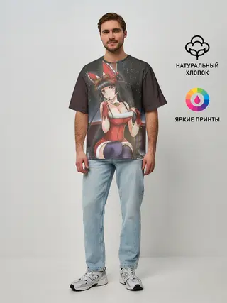 Мужская футболка оверсайз / Jieitai Kanochi nite