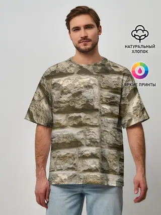 Мужская футболка оверсайз / Неровные блоки