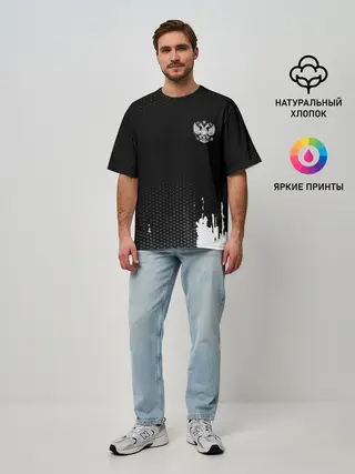 Мужская футболка оверсайз / Russia black collection