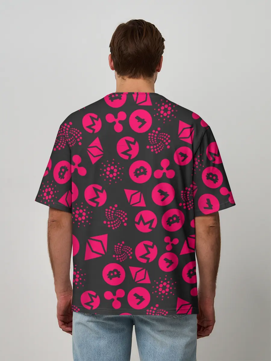 Мужская футболка оверсайз / КРИПТОВАЛЮТЫ / CRYPTO / КРИПТА НЕОН