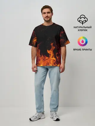 Мужская футболка оверсайз / ОГОНЬ | FIRE