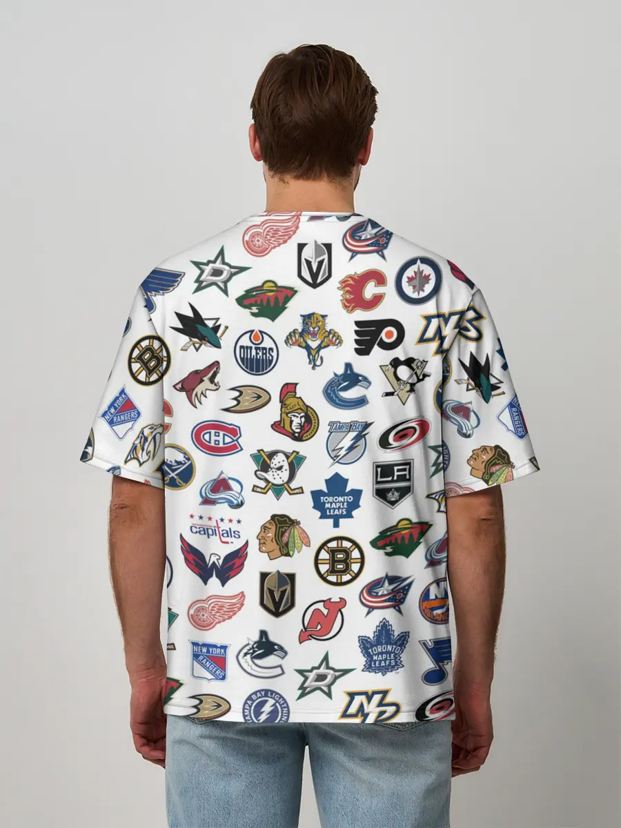 Мужская футболка оверсайз / Логотипы НХЛ