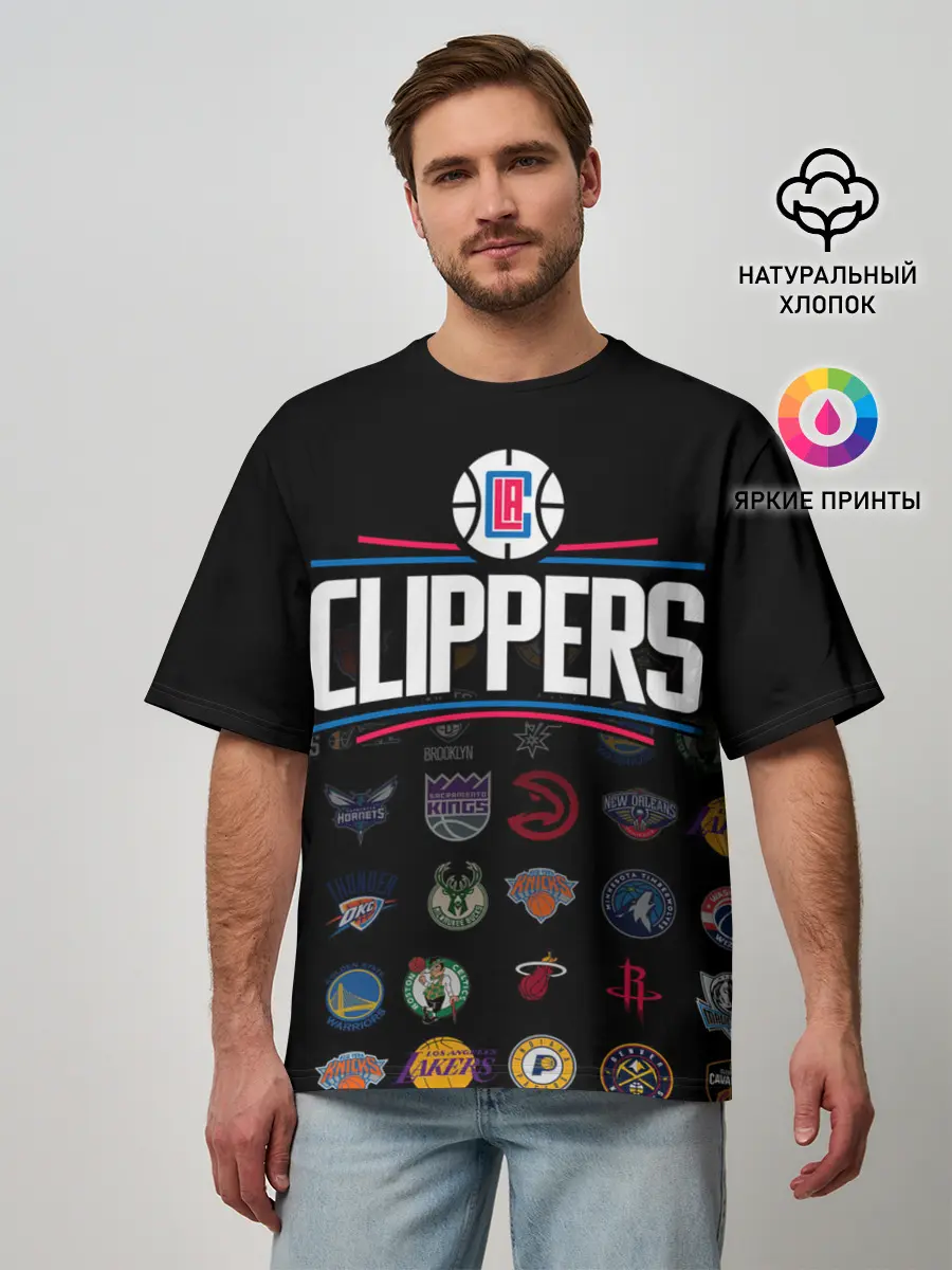 Мужская футболка оверсайз / Los Angeles Clippers