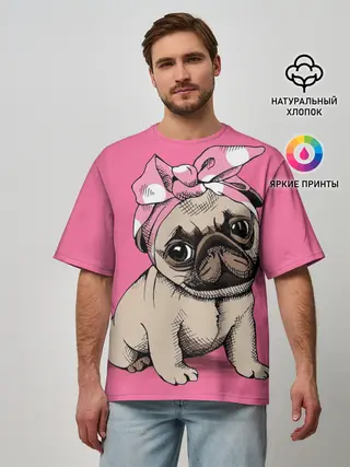 Мужская футболка оверсайз / Мопс | собака