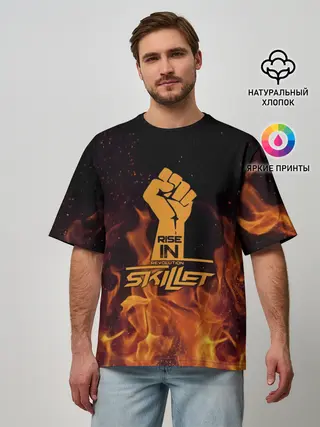 Мужская футболка оверсайз / Rise in revolution - Skillet