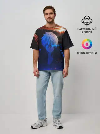 Мужская футболка оверсайз / Сатору гото голубые глаза
