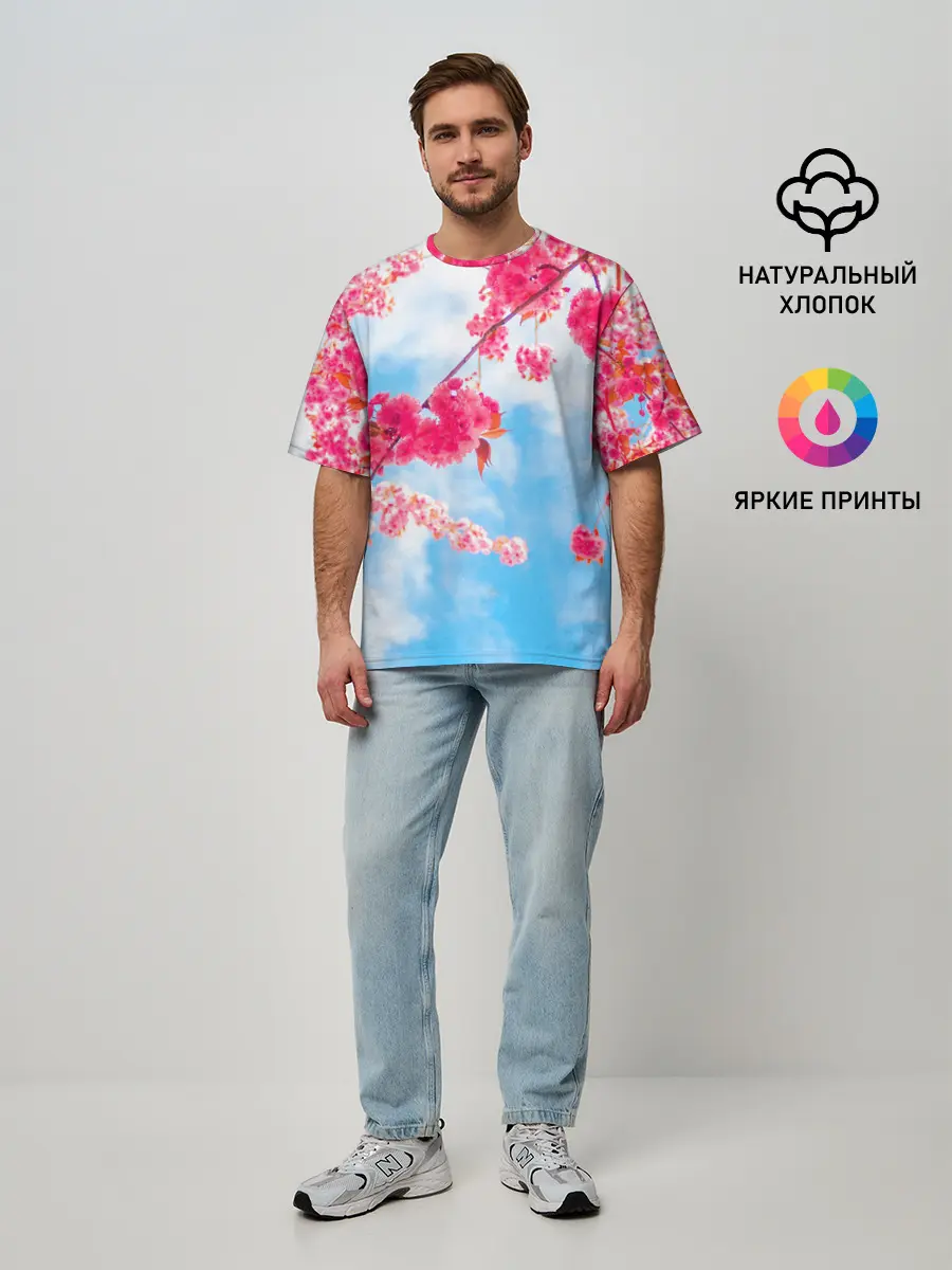 Мужская футболка оверсайз / Цветение Вишни