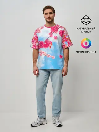 Мужская футболка оверсайз / Цветение Вишни