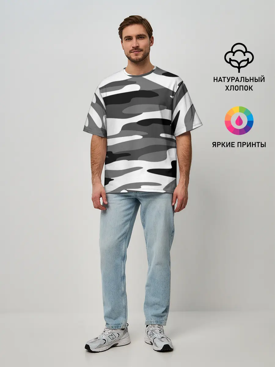 Мужская футболка оверсайз / Камуфляж Sabaton без лого