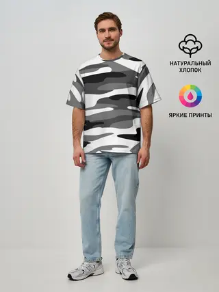 Мужская футболка оверсайз / Камуфляж Sabaton без лого