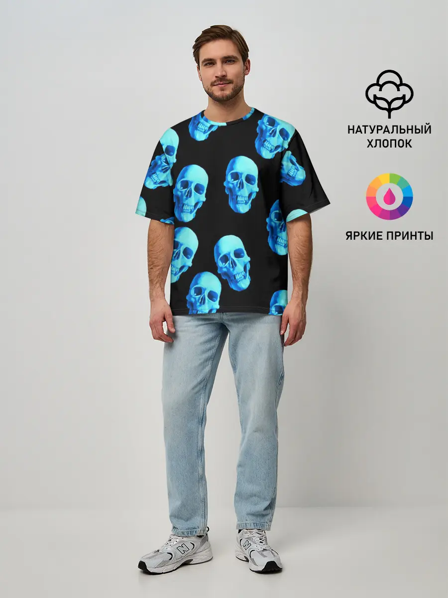 Мужская футболка оверсайз / Черепа стиль