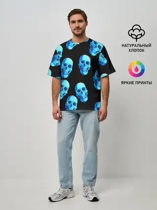 Мужская футболка оверсайз / Черепа стиль