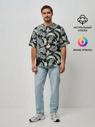 Мужская футболка оверсайз / Summer leaves