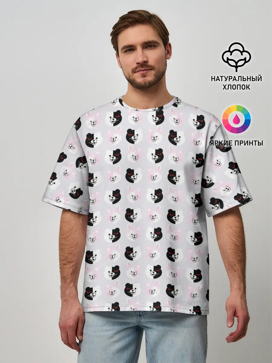 Мужская футболка оверсайз / Паттерн из монокум