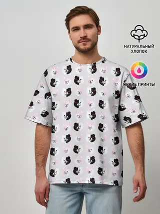 Мужская футболка оверсайз / Паттерн из монокум