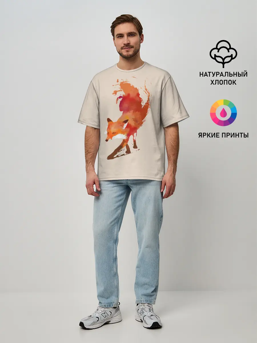 Мужская футболка оверсайз / Paint Fox