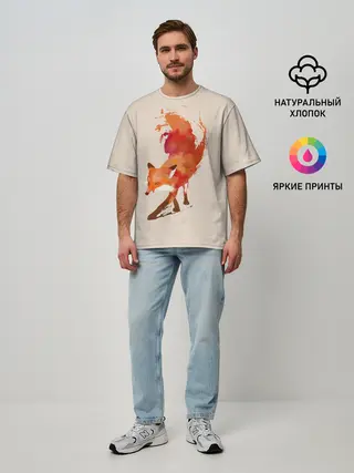 Мужская футболка оверсайз / Paint Fox