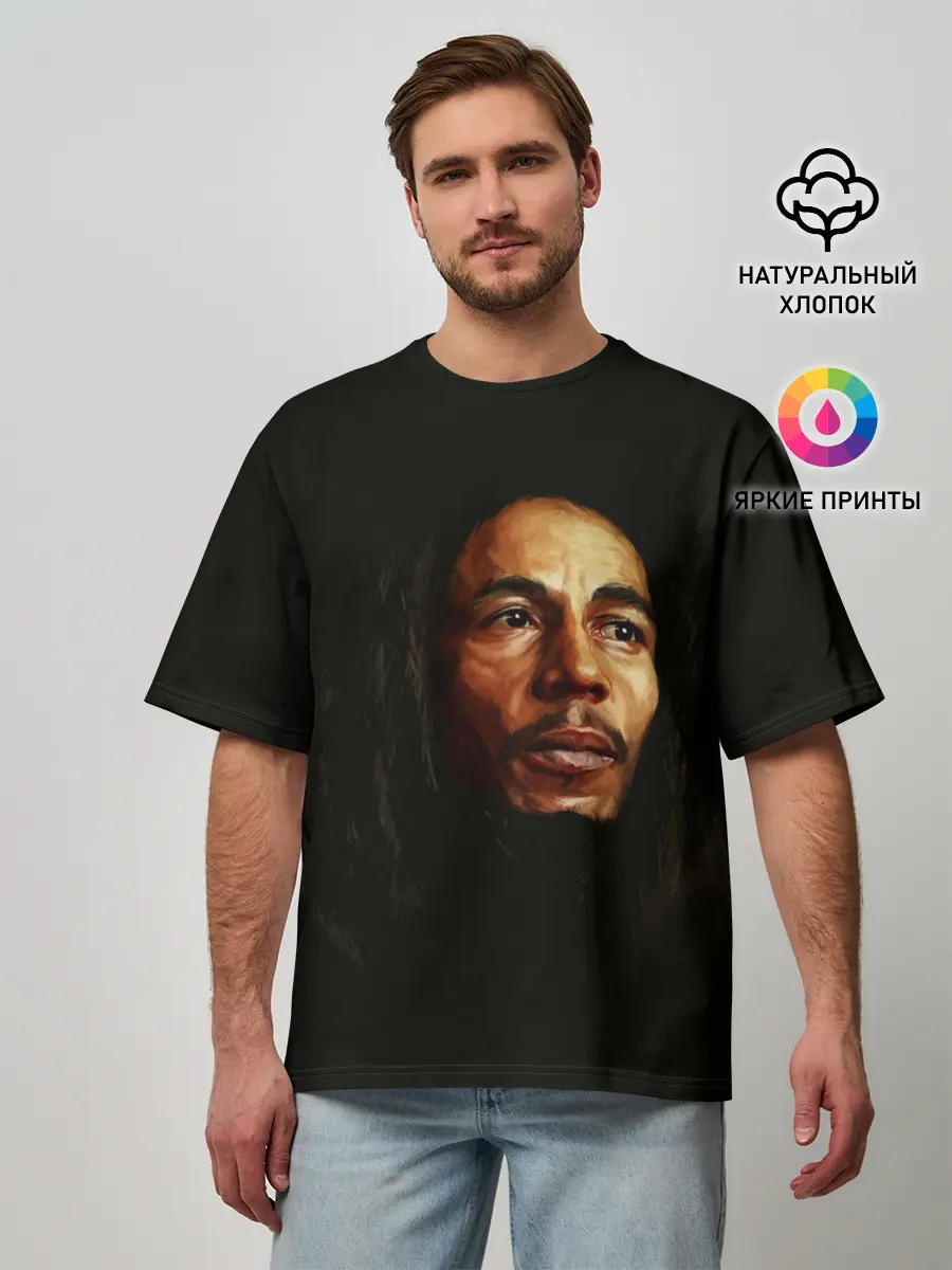 Мужская футболка оверсайз / Bob Marley Art