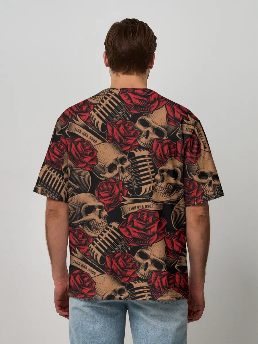 Мужская футболка оверсайз / Черепа Рок-н-ролл