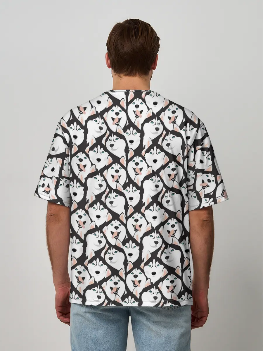 Мужская футболка оверсайз / Сибирский Хаски