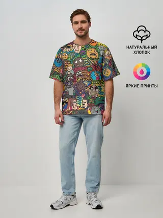 Мужская футболка оверсайз / Цветные мемы из ВК