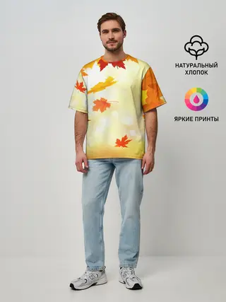 Мужская футболка оверсайз / ПАДАЮЩИЙ КЛЕН | ОСЕННЯЯ
