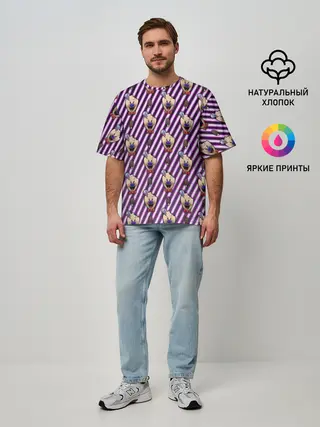 Мужская футболка оверсайз / ICE SCREAM розовый паттерн