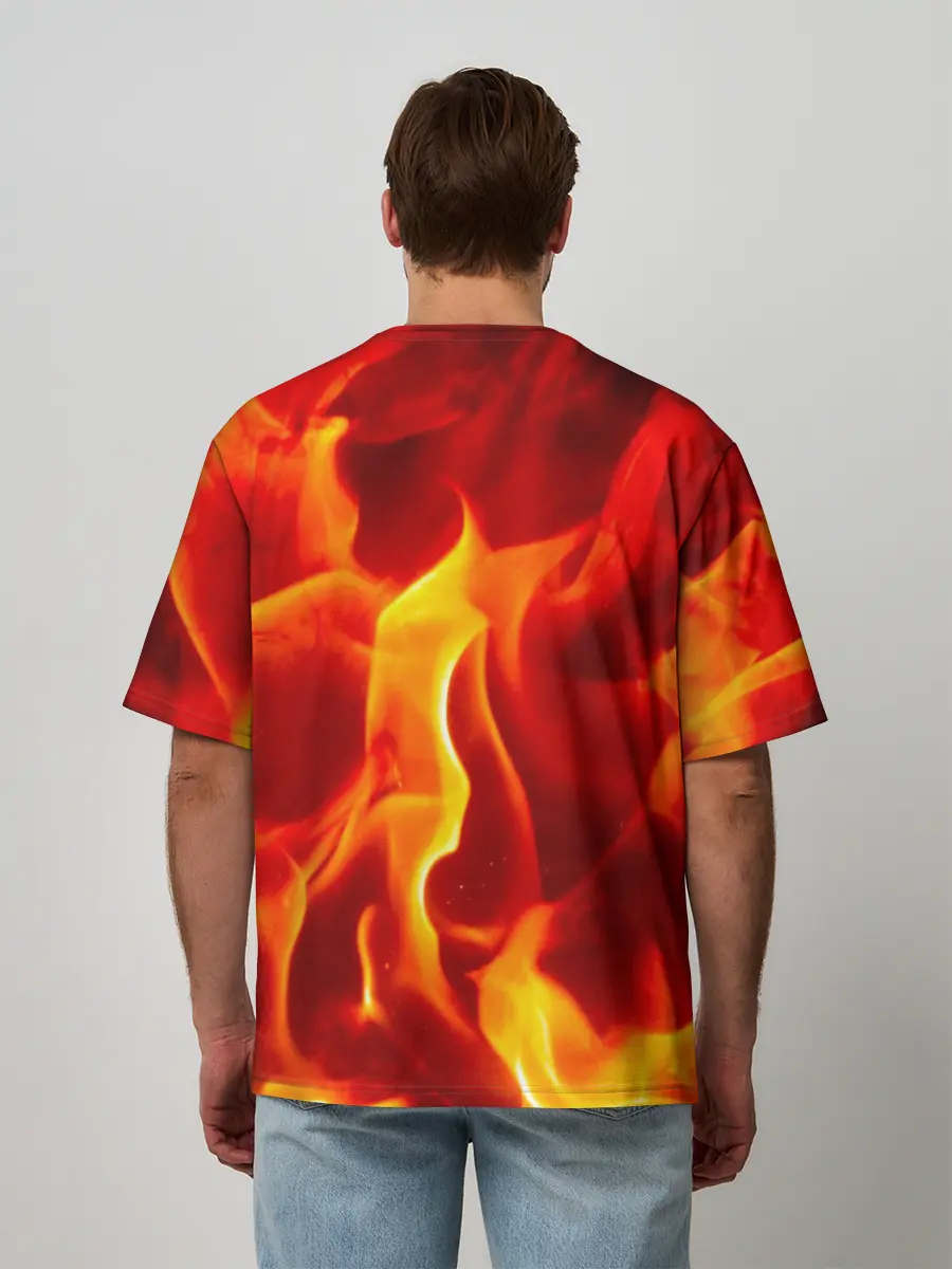 Мужская футболка оверсайз / The devil is on fire