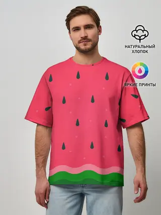 Мужская футболка оверсайз / Текстура арбуза