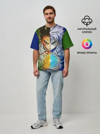 Мужская футболка оверсайз / Киллуа золдик и Гон хантер