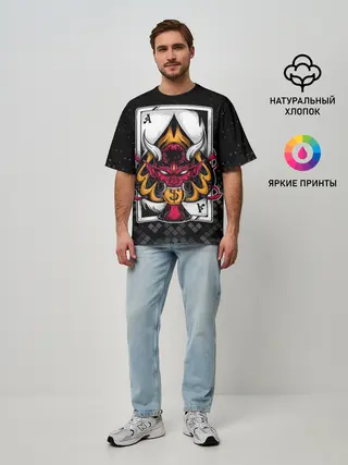 Мужская футболка оверсайз / Карточный дьявол