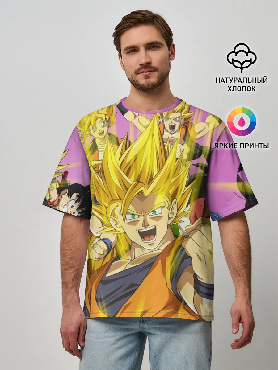Мужская футболка оверсайз / Все герои Драгонболл