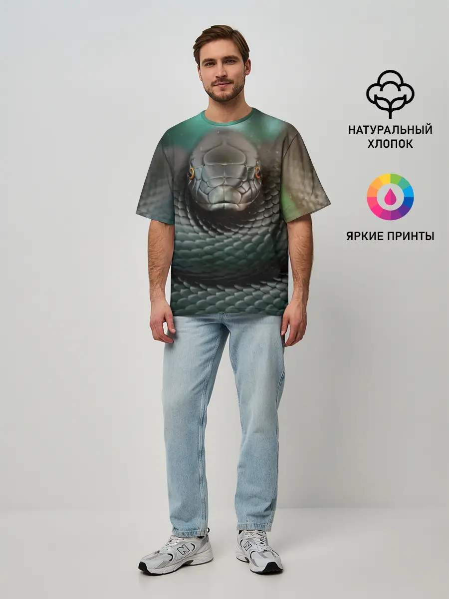 Мужская футболка оверсайз / Чёрная мамба