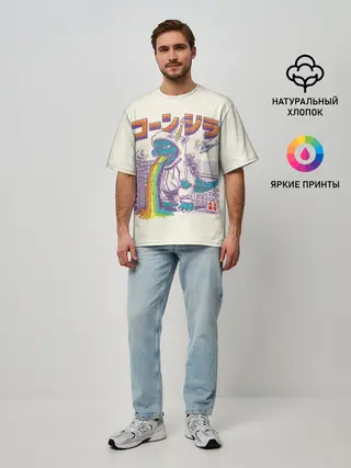 Мужская футболка оверсайз / Годзилла Единорог