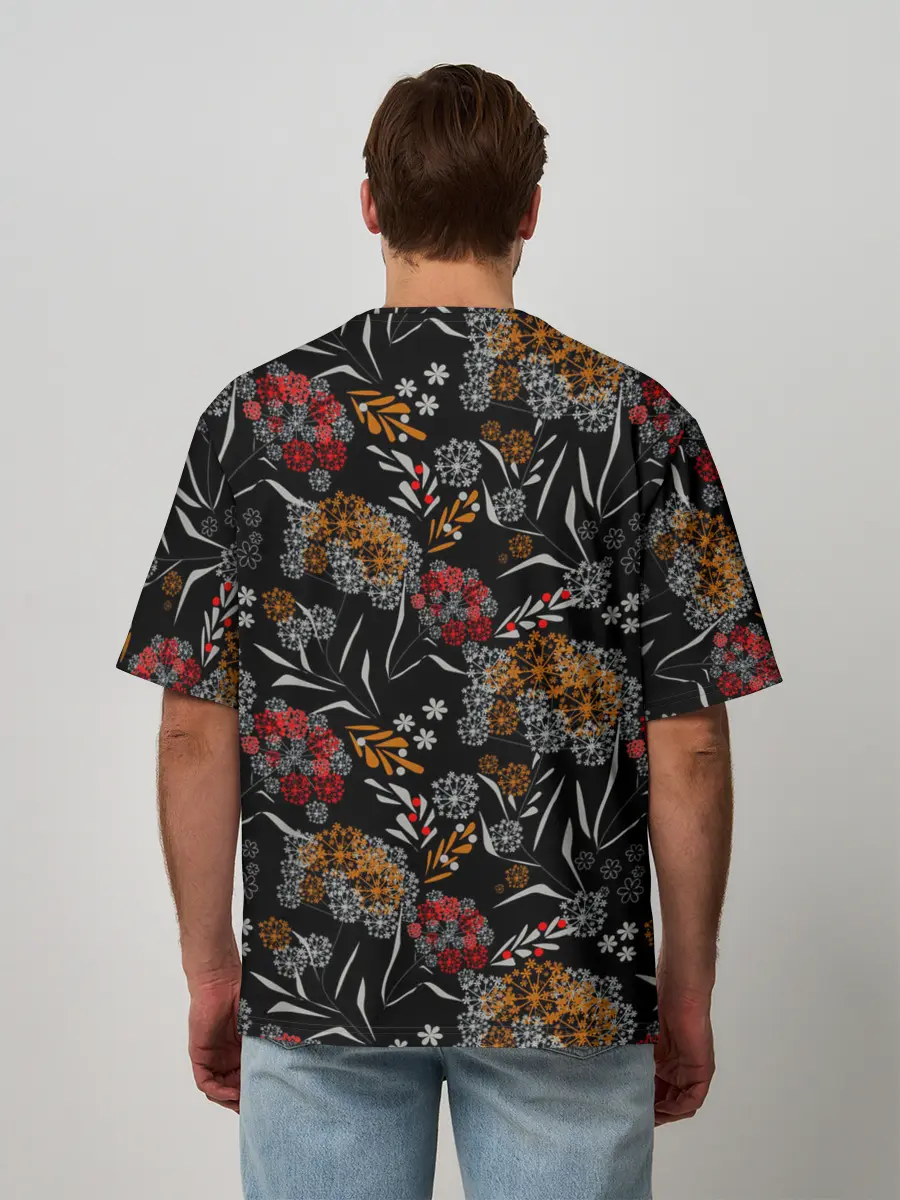 Мужская футболка оверсайз / Цветочный модный узор