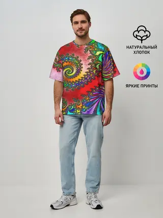 Мужская футболка оверсайз / ФРАКТАЛЬНЫЙ УЗОР
