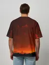 Мужская футболка оверсайз / Кровавый закат