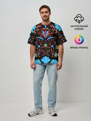 Мужская футболка оверсайз / РОСПИСЬ ЦВЕТАМИ